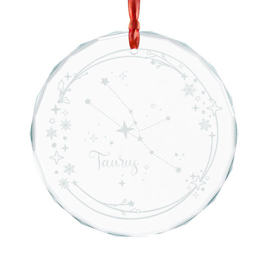Taurus Constellation Crystal Glass Ornament | Engraved Zodiac Star Map Gift - Spinsterly Co