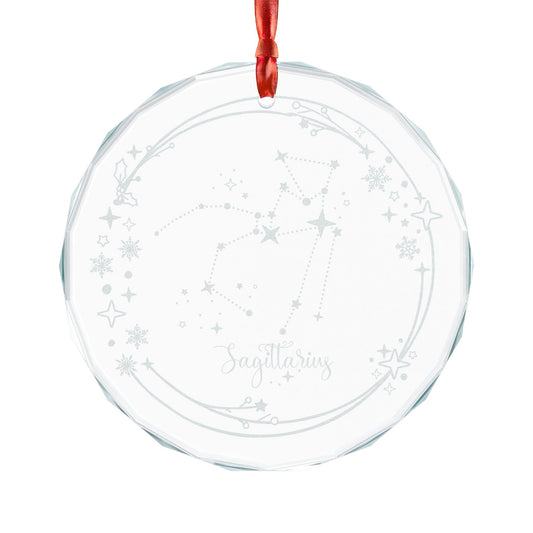 Sagittarius Constellation Crystal Glass Ornament | Engraved Zodiac Star Map Gift - Spinsterly Co