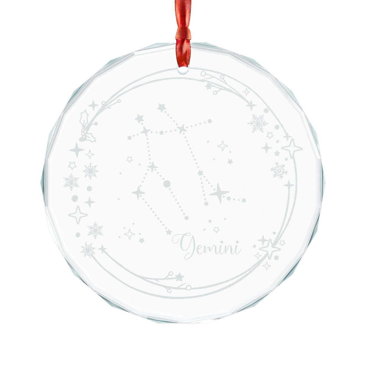 Gemini Constellation Crystal Glass Ornament | Engraved Zodiac Star Map Gift - Spinsterly Co