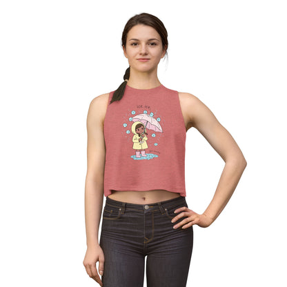Ice, Ice, Go Away Crop Top Spinsterly Co women's graphic crop top Heather Mauve cold-shoulder style