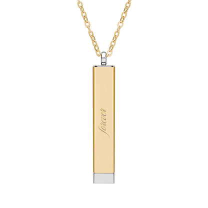 Hidden Message Sliding Bar Necklace Engravable Secret Message Pendant Spinsterly Co gold and silver sliding bar