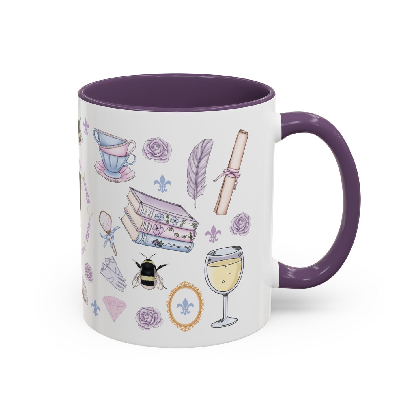 Mentally Dating a Duke Accent Coffee Mug by Spinsterly Co in purple with glossy regency watercolor pattern
