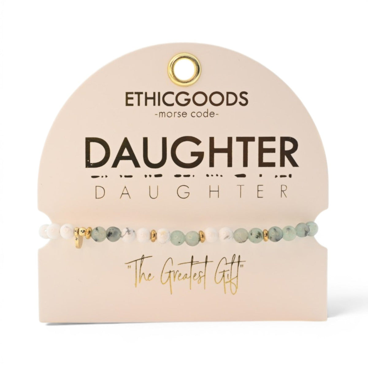 Morse Code Bracelet "DAUGHTER" | Semiprecious Gemstone Gift for Her - Spinsterly Co