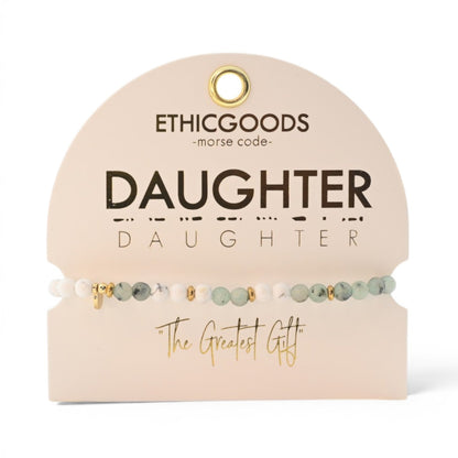 Morse Code Bracelet "DAUGHTER" | Semiprecious Gemstone Gift for Her - Spinsterly Co
