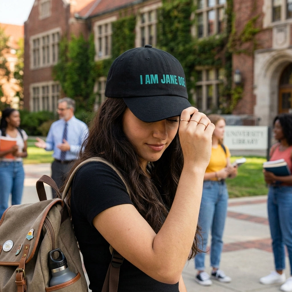 I AM JANE DOE Black Dad Hat with Teal Embroidery | Advocacy Hat