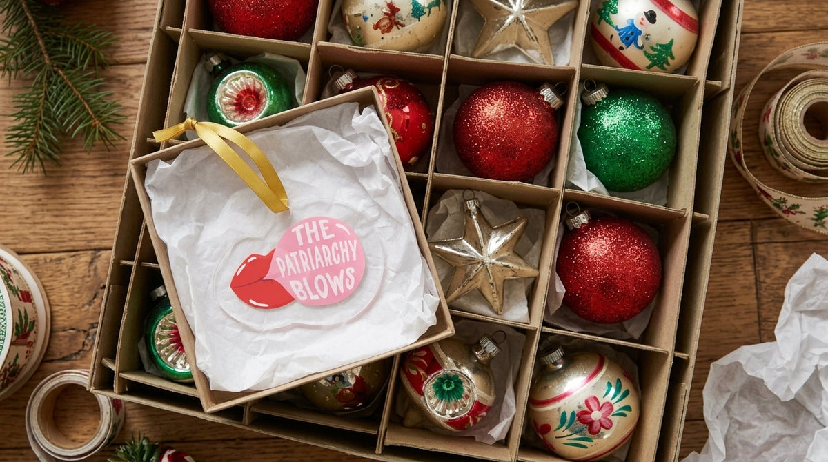 The Patriarchy Blows Acrylic Ornament | Feminist Holiday Gift | Political Pun Ornament | Spinsterly Co