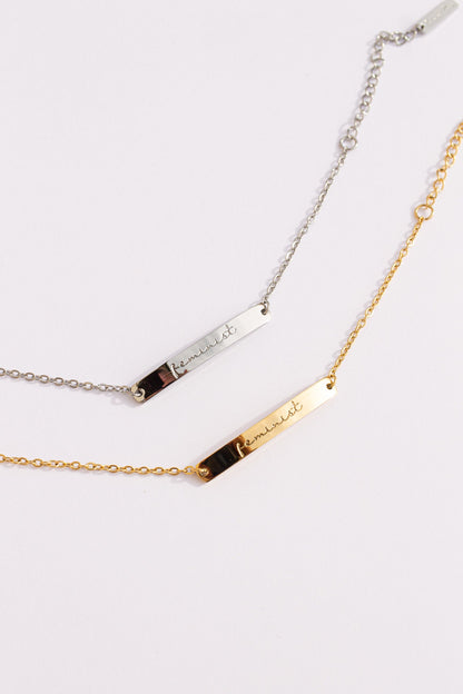Feminist Engraved Bar Bracelet | Empowerment Jewelry Gift for Her