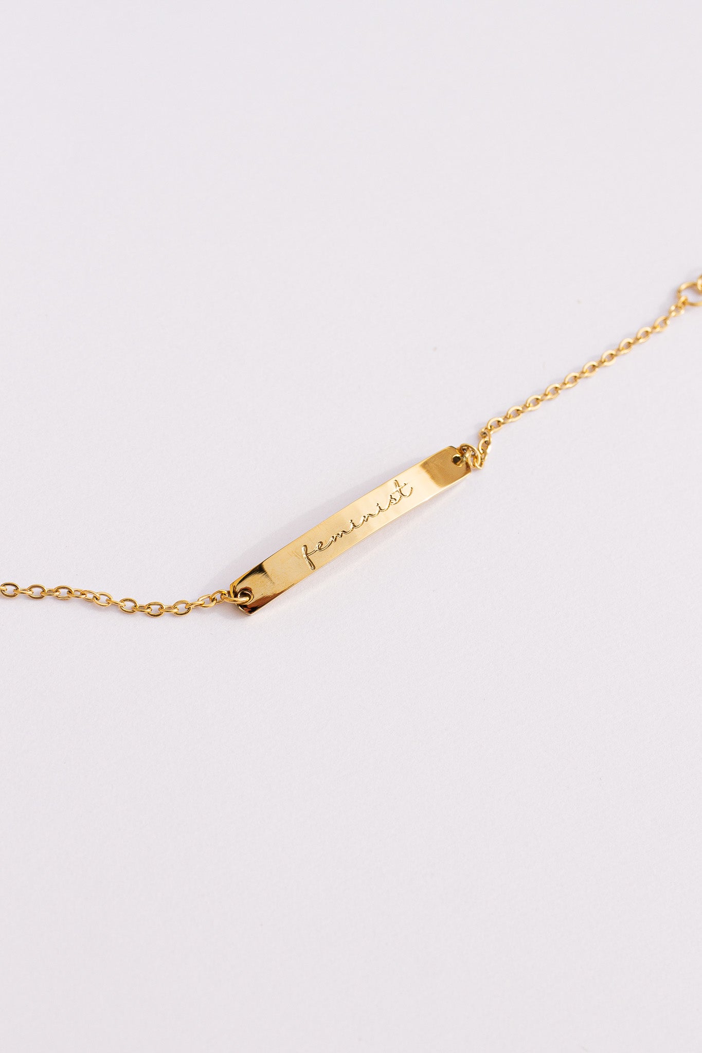 Feminist Engraved Bar Bracelet | Empowerment Jewelry Gift for Her