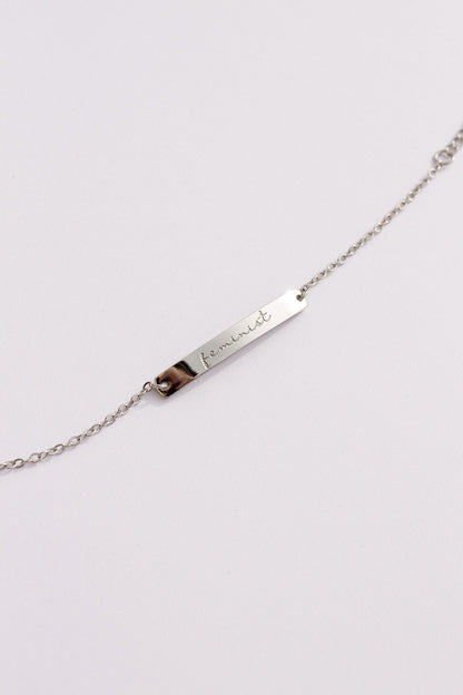 Feminist Engraved Bar Bracelet | Empowerment Jewelry Gift for Her