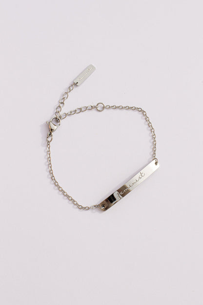 Feminist Engraved Bar Bracelet | Empowerment Jewelry Gift for Her