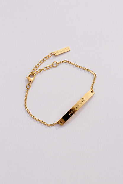 Feminist Engraved Bar Bracelet | Empowerment Jewelry Gift for Her