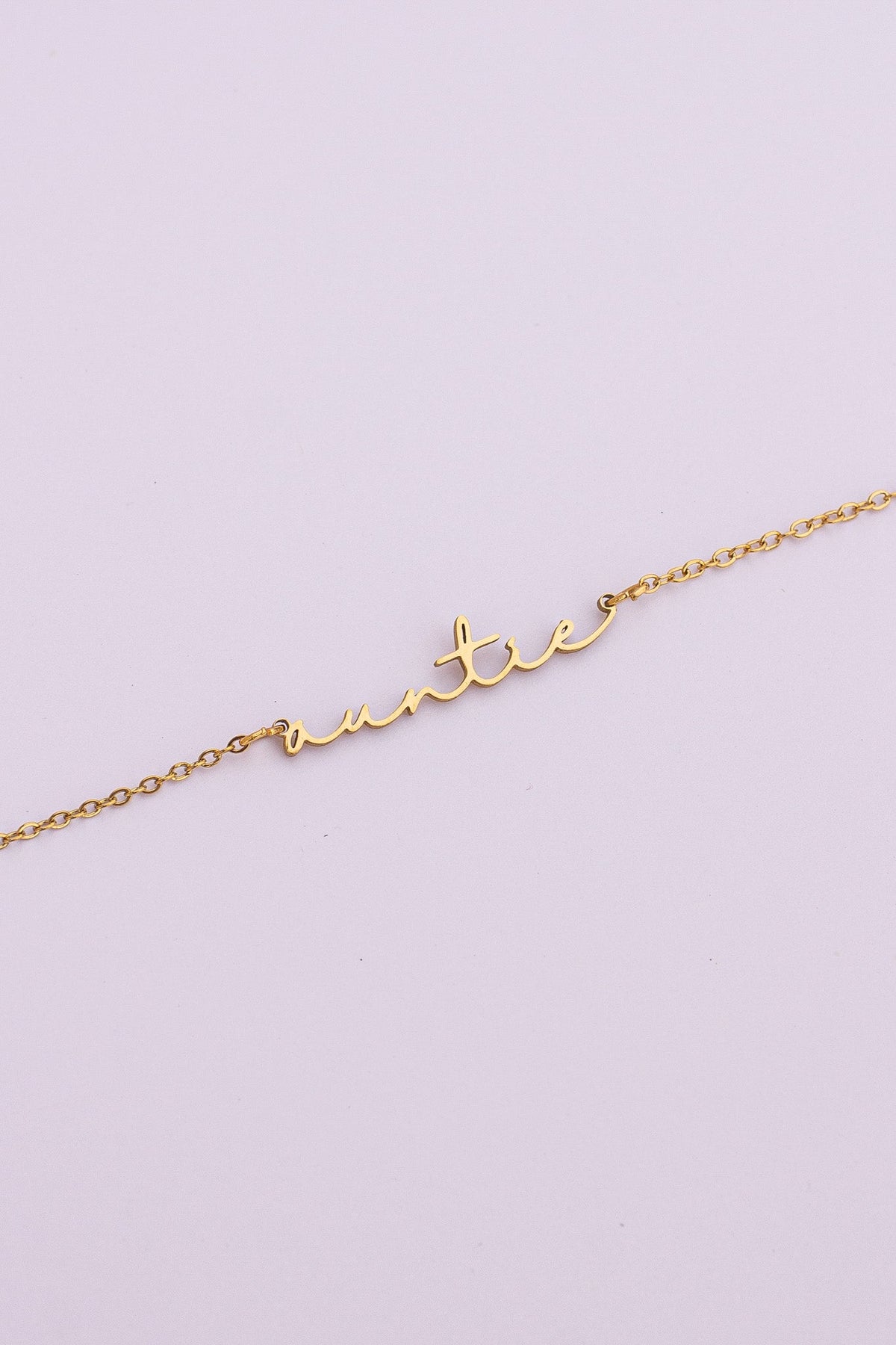 Auntie Cursive Script Necklace | Dainty Name Necklace in Gold & Silver - Spinsterly Co