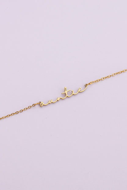 Auntie Cursive Script Necklace | Dainty Name Necklace in Gold & Silver - Spinsterly Co