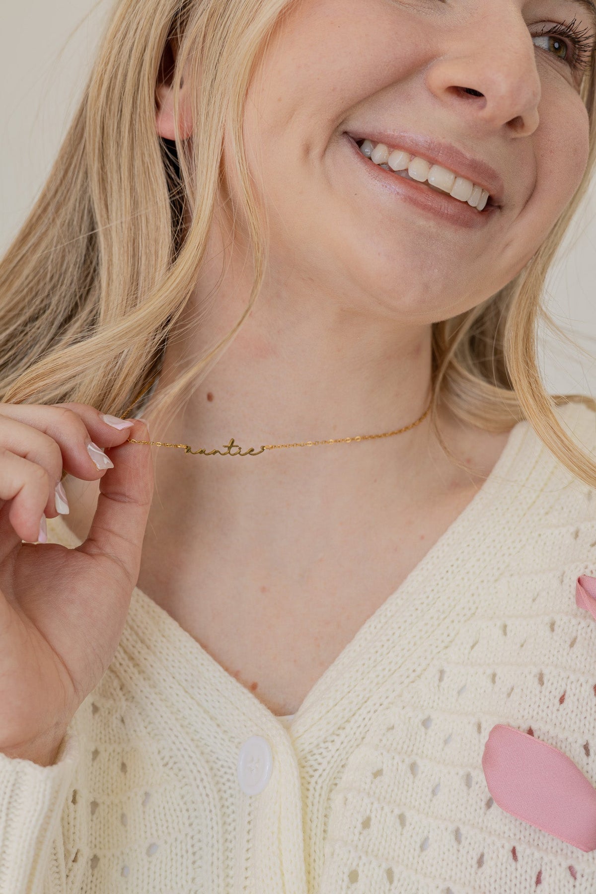 Auntie Cursive Script Necklace | Dainty Name Necklace in Gold & Silver - Spinsterly Co
