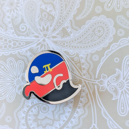 Gaysper Friends Hard Enamel Pride Pins by Cunning Linguist Co, silver ghost pin with blue and red enamel