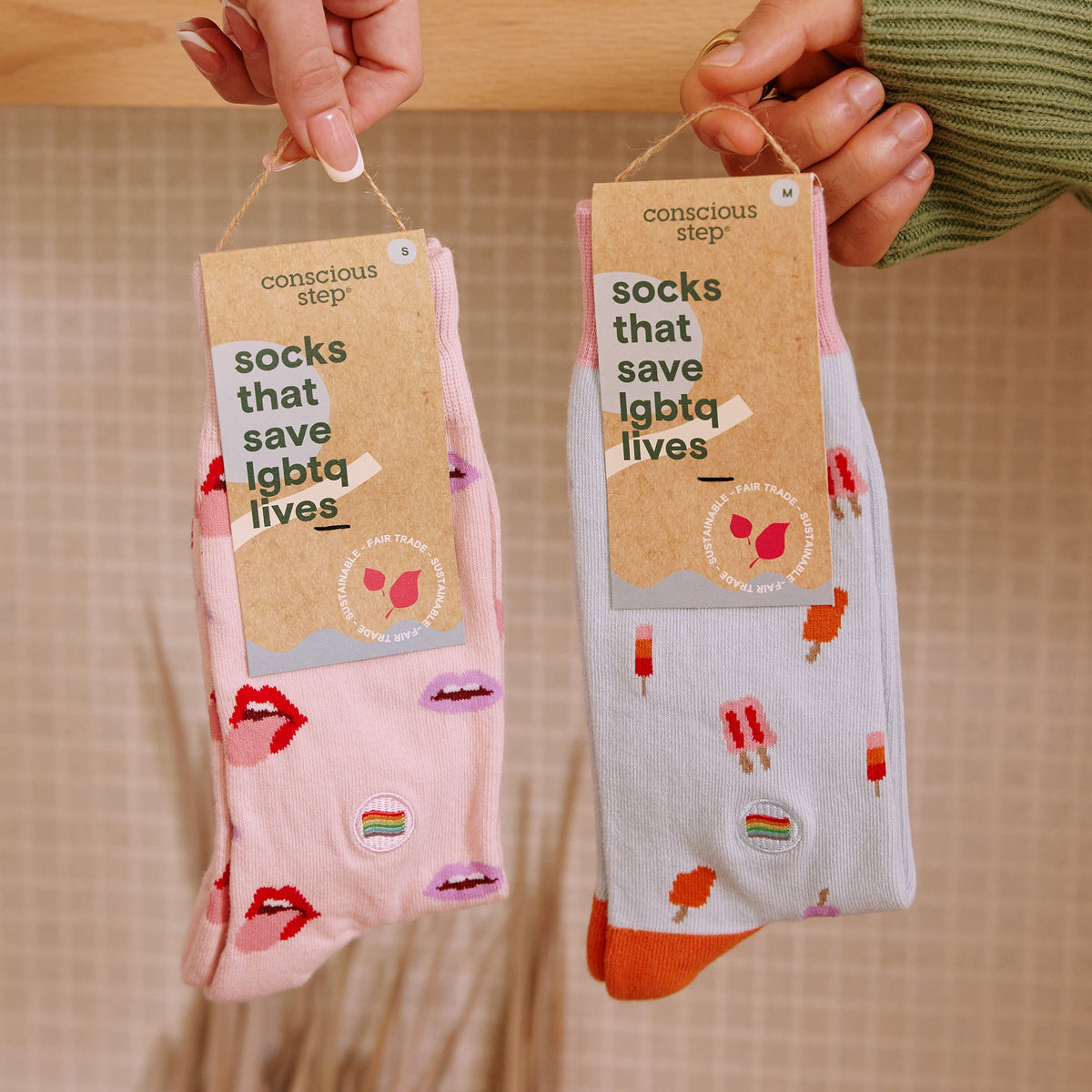 Socks that Save LGBTQ Lives — Lips Print Crew Socks | LGBTQ+ Pride | Organic Cotton - Spinsterly Co