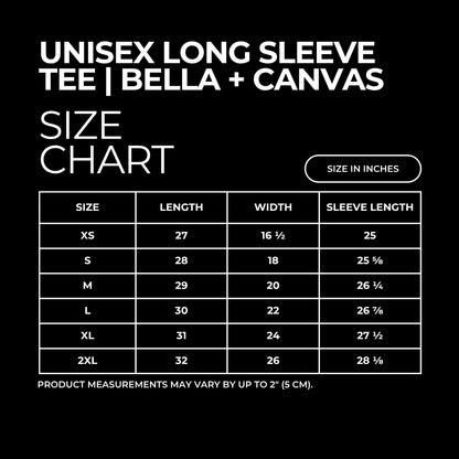 No Kings Long Sleeve Tee Anti-Authoritarian Graphic Shirt by Spinsterly Co, black unisex graphic tee size chart