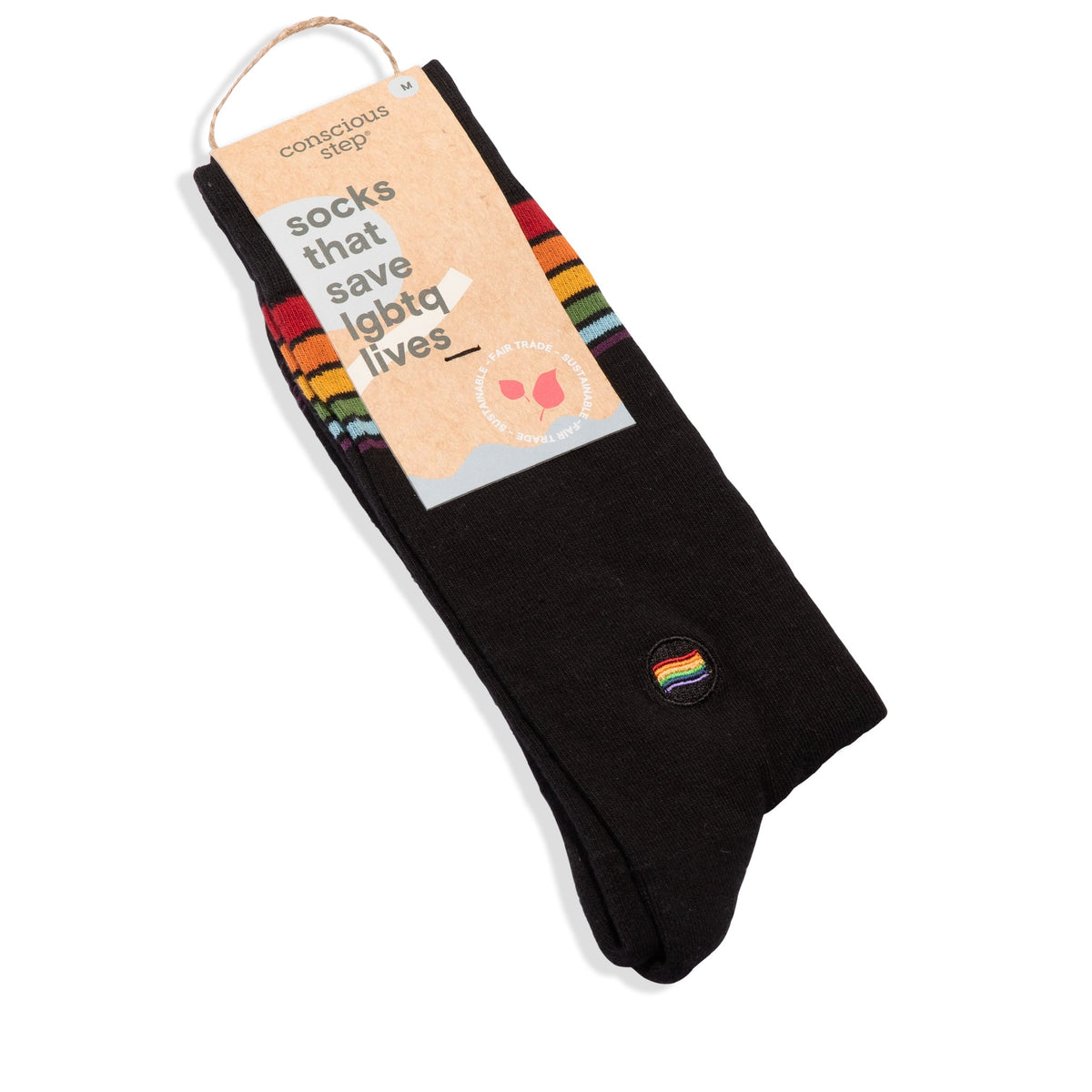 Socks that Save LGBTQ Lives — Rainbow Stripe Crew Socks | LGBTQ+ Pride | Organic Cotton - Spinsterly Co