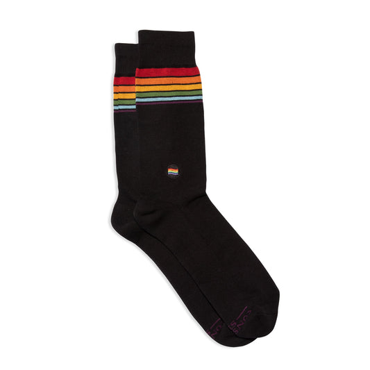 Socks that Save LGBTQ Lives — Rainbow Stripe Crew Socks | LGBTQ+ Pride | Organic Cotton - Spinsterly Co