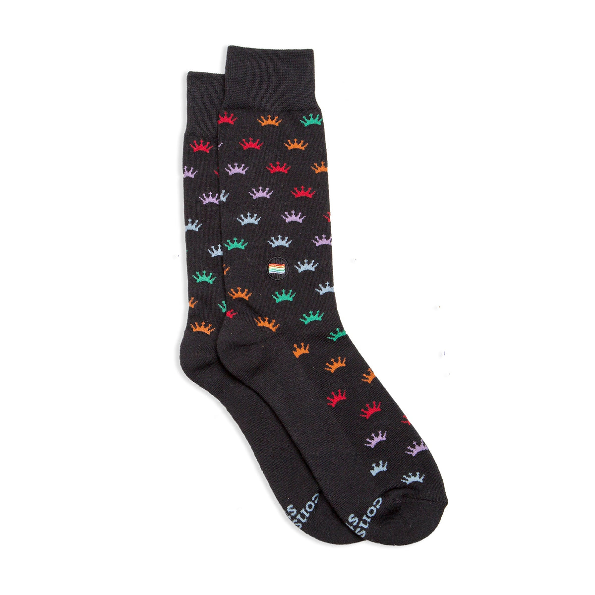 Socks that Save LGBTQ Lives — Rainbow Crown Crew Socks | LGBTQ+ Pride | Organic Cotton - Spinsterly Co