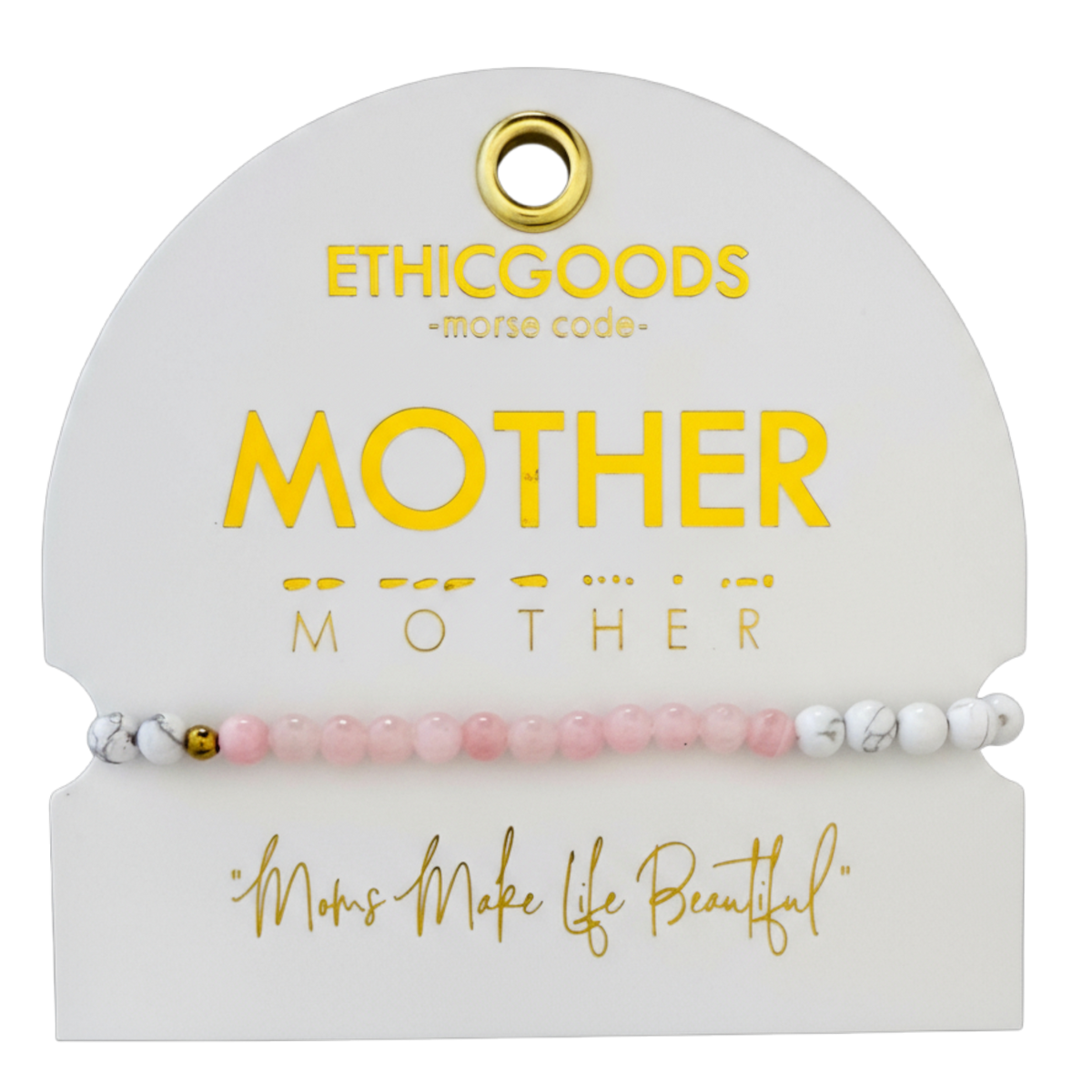Morse Code Bracelet "MOTHER" | Semiprecious Gemstone Gift for Mom - Spinsterly Co