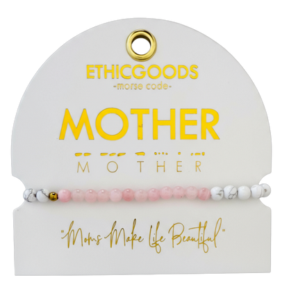 Morse Code Bracelet "MOTHER" | Semiprecious Gemstone Gift for Mom - Spinsterly Co