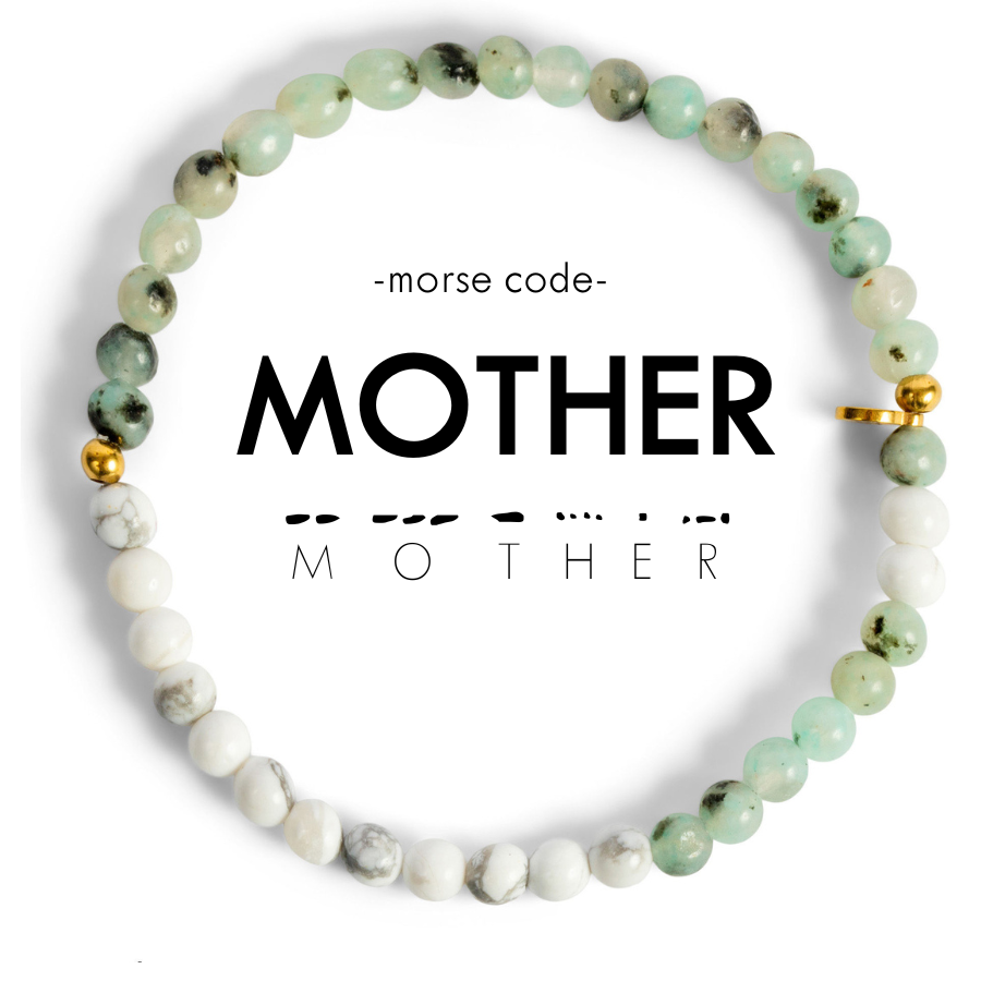 Morse Code Bracelet "MOTHER" | Semiprecious Gemstone Gift for Mom - Spinsterly Co