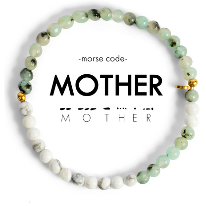 Morse Code Bracelet "MOTHER" | Semiprecious Gemstone Gift for Mom - Spinsterly Co