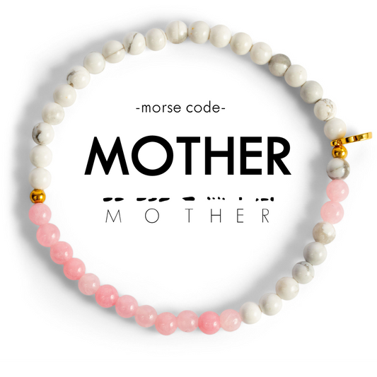 Morse Code Bracelet "MOTHER" | Semiprecious Gemstone Gift for Mom - Spinsterly Co