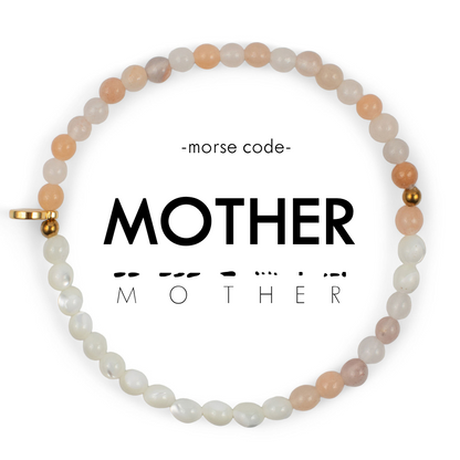 Morse Code Bracelet "MOTHER" | Semiprecious Gemstone Gift for Mom - Spinsterly Co
