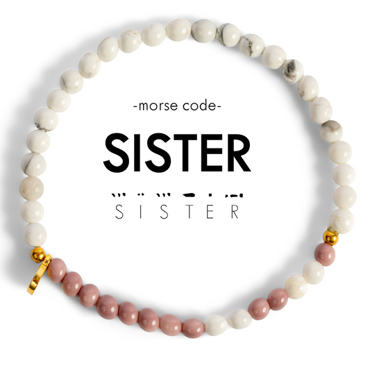 Morse Code Bracelet "SISTER" | Semiprecious Gemstone Gift for Sisters - Spinsterly Co