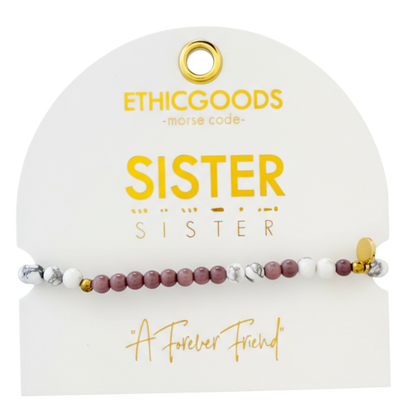 Morse Code Bracelet "SISTER" | Semiprecious Gemstone Gift for Sisters - Spinsterly Co