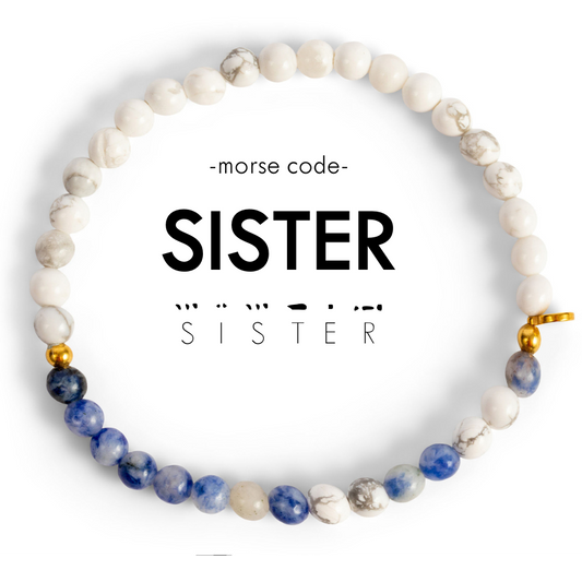 Morse Code Bracelet "SISTER" | Semiprecious Gemstone Gift for Sisters - Spinsterly Co