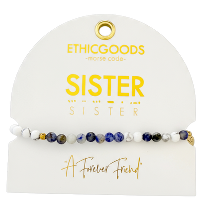 Morse Code Bracelet "SISTER" | Semiprecious Gemstone Gift for Sisters - Spinsterly Co