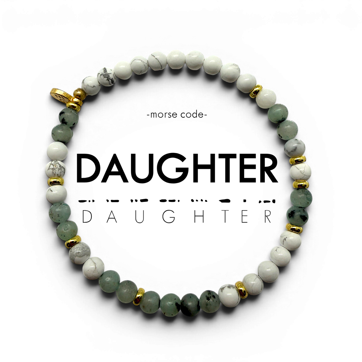 Morse Code Bracelet "DAUGHTER" | Semiprecious Gemstone Gift for Her - Spinsterly Co