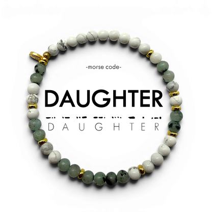 Morse Code Bracelet "DAUGHTER" | Semiprecious Gemstone Gift for Her - Spinsterly Co