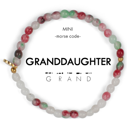 "Granddaughter" Mini Morse Code Beaded Bracelet | Semi-Precious Stone | Kids Gift - Spinsterly Co