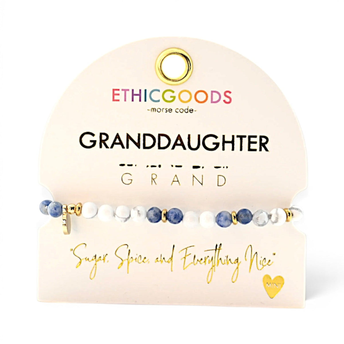 "Granddaughter" Mini Morse Code Beaded Bracelet | Semi-Precious Stone | Kids Gift - Spinsterly Co