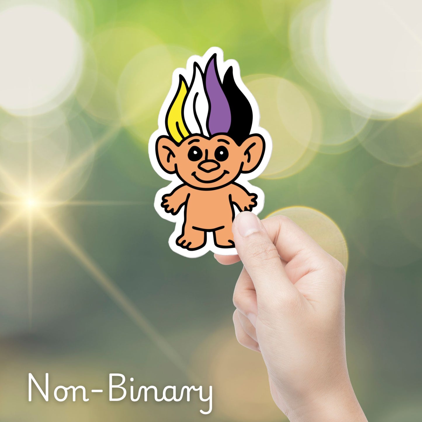 90s Pride Troll Doll Sticker | Die-Cut Vinyl Sticker