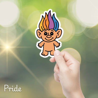 90s Pride Troll Doll Sticker | Die-Cut Vinyl Sticker