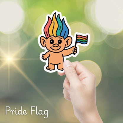 90s Pride Troll Doll Sticker | Die-Cut Vinyl Sticker