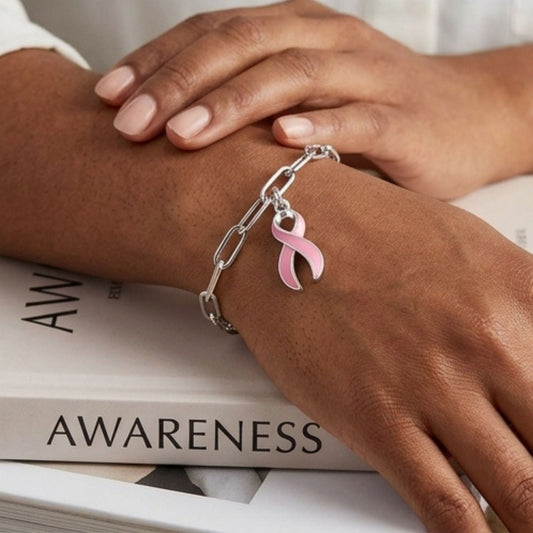 Pink Ribbon Charm | Sterling Silver Plated Breast Cancer Awareness Jewelry - Spinsterly Co