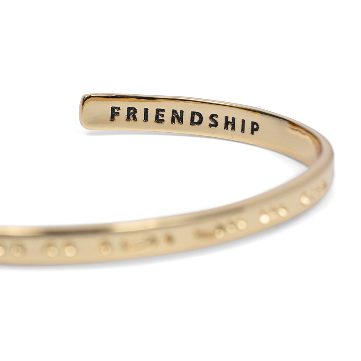 CLASSIC GOLD Morse Code Cuff Bracelet - Stamped | FRIENDSHIP - Spinsterly Co