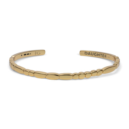 "Daughter" Morse Code Cuff Bracelet | 14K Gold Plated | Adjustable Patterned Cuff - Spinsterly Co