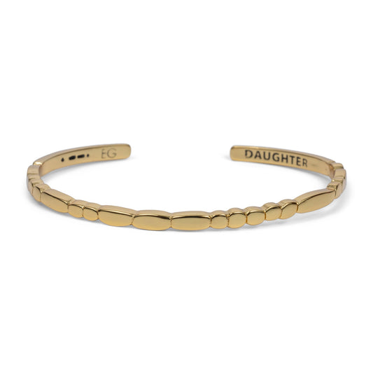 "Daughter" Morse Code Cuff Bracelet | 14K Gold Plated | Adjustable Patterned Cuff - Spinsterly Co