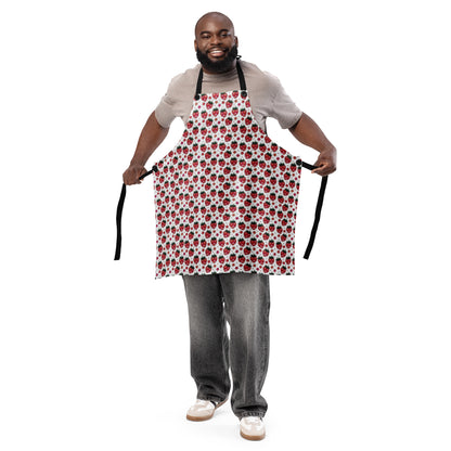 Pink Disco Strawberry Fields Apron by Spinsterly Co for baking and grilling, button adjustable straps