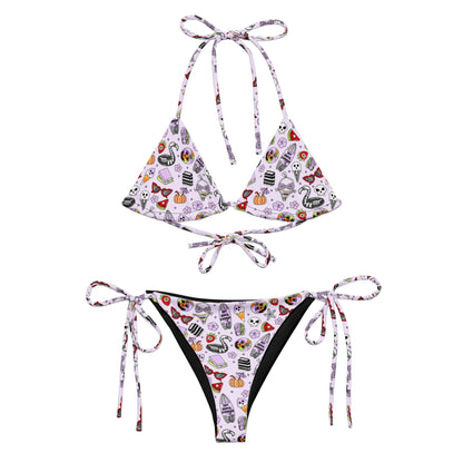 Summerween String Bikini by Spinsterly Co in light purple with all-over sublimation edge-to-edge print