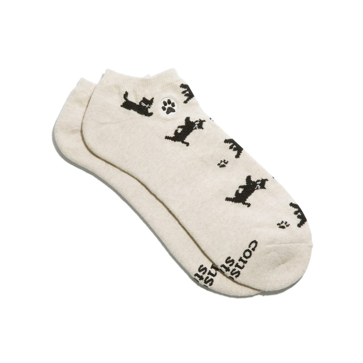 Socks that Save Cats — Black Cat Ankle Socks | Cream | Cat Lover Gift | Organic Cotton - Spinsterly Co