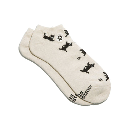 Socks that Save Cats — Black Cat Ankle Socks | Cream | Cat Lover Gift | Organic Cotton - Spinsterly Co