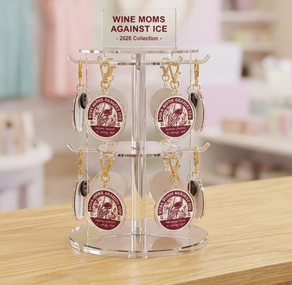 Wine Moms Against ICE Acrylic Keychain | Raising Glasses & Raising Hell - Spinsterly Co